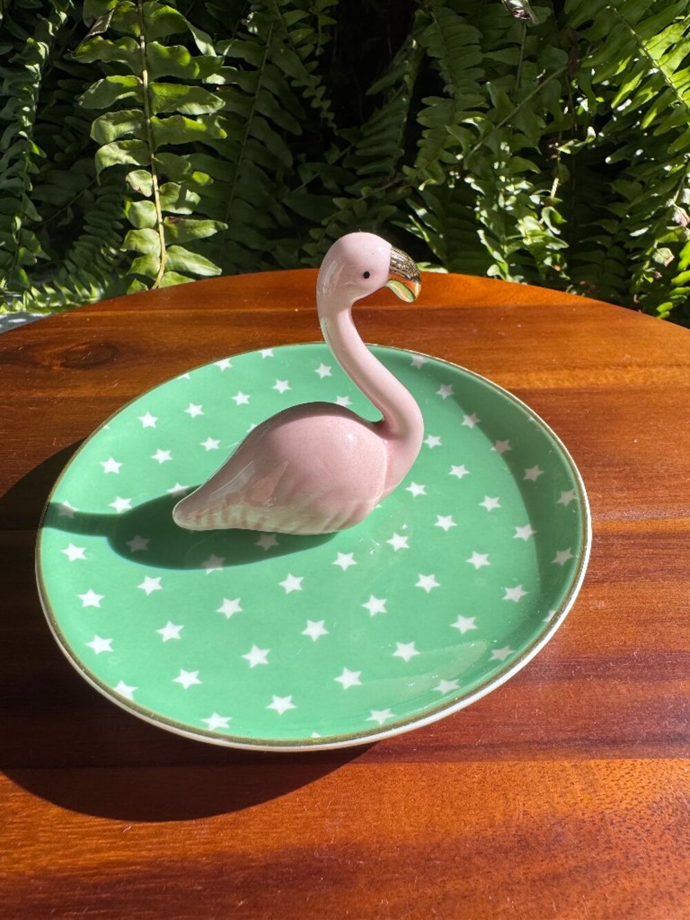 Ceramic Pink Flamingo Ring Dish, Trinket / Jewellery Dish